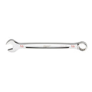 Silver combination wrench with 5/8 inch open and closed ends, marked with red sizing and Milwaukee branding.