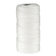 White braided nylon line wound on a spool with a center hole for dispensing.