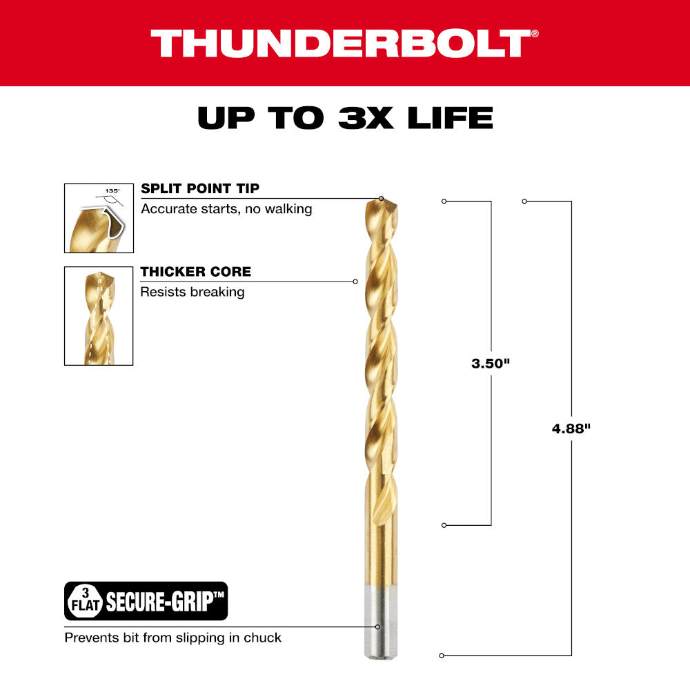 Milwaukee 48-89-2220 23/64 in. Thunderbolt Titanium Coated Drill Bit
