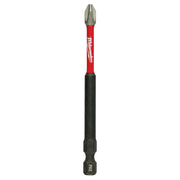 Milwaukee Shockwave Phillips PH2 impact driver bit with red shaft and black grip, 3-1/2 inches long.