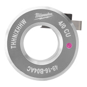 Milwaukee 4/0 CU THHN/XHHW bushing with gray and white circular body, center hole, and pink indicator dot.