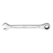 Silver ratcheting combination wrench with open end on left and round ratchet head on right, marked 15/16 and 15/16.