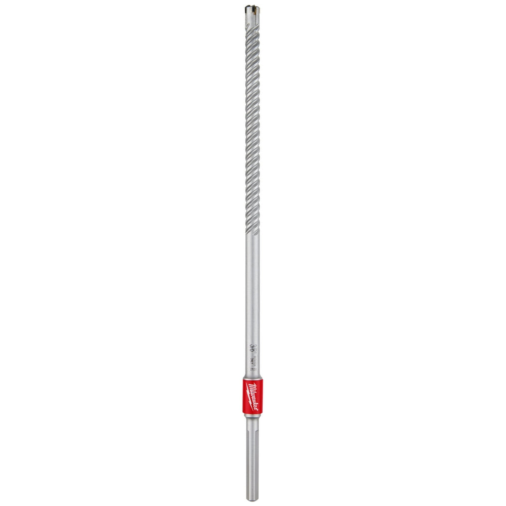 Milwaukee straight shank rebar cutter with spiral fluted bit and red grip sleeve, 3/8" x 12".