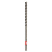 Milwaukee 9/16" x 12" Shockwave Impact Duty drill bit with gray flutes, red band, and hex shank.