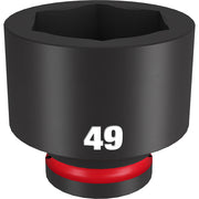 Black cylindrical socket with hexagonal opening, red grip band at base, and "49" marking on body.