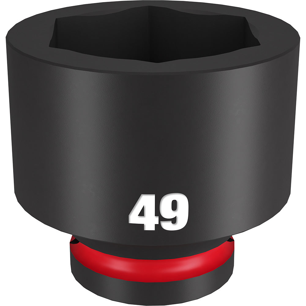 Black cylindrical socket with hexagonal opening, red grip band at base, and "49" marking on body.