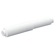 White cylindrical paper holder roller with threaded ends on white background.