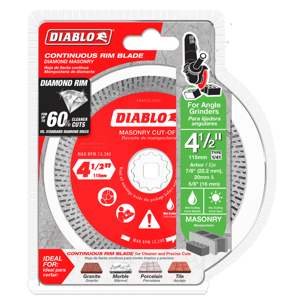 Diablo DMADC0450 4-1/2 in. Diamond Continuous Rim Cut-Off Discs for Masonry