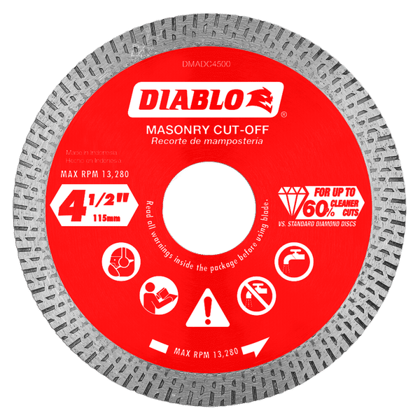 Diablo DMADC0450 4-1/2 in. Diamond Continuous Rim Cut-Off Discs for Masonry