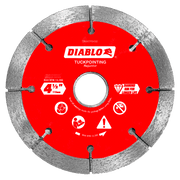 4-1/2 inch diamond tuck point blade with red center and segmented gray diamond rim for masonry cutting.