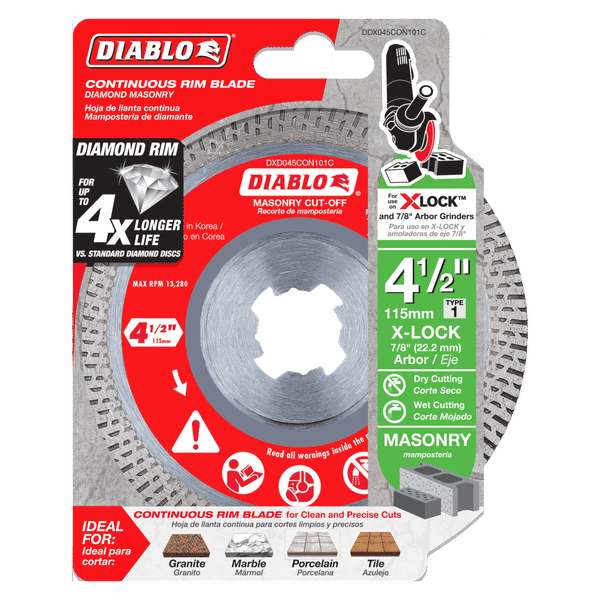 Diablo DDX045CON101C 4-1/2 in. Diamond Continuous Masonry Cut-Off with X-LOCK arbor