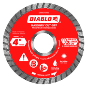 Diablo 4-inch diamond turbo cut-off disc with red label and segmented gray cutting edge for masonry.