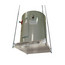 Wall-mounted water heater platform with CPVC drain fitting, gray PVC construction, compact rectangular design.