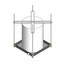 Wall-mounted water heater platform with white PVC frame and CPVC drain fitting attachment.