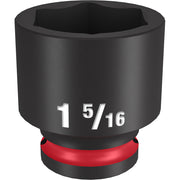 Black 1-5/16" standard 6-point socket with 1/2" drive and red friction ring at base.