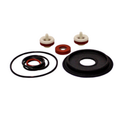 Rubber parts kit containing black and red o-rings, two cream and red poppet assemblies, and a red disc.
