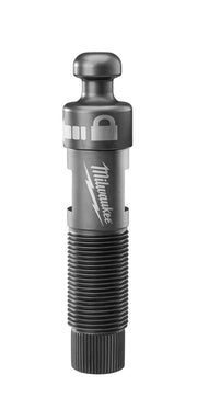Steel draw stud with rounded top, cylindrical body with Milwaukee branding, threaded lower section, and knurled base.