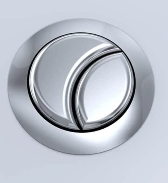 Polished chrome circular push button assembly with dual-ring design and glossy finish.