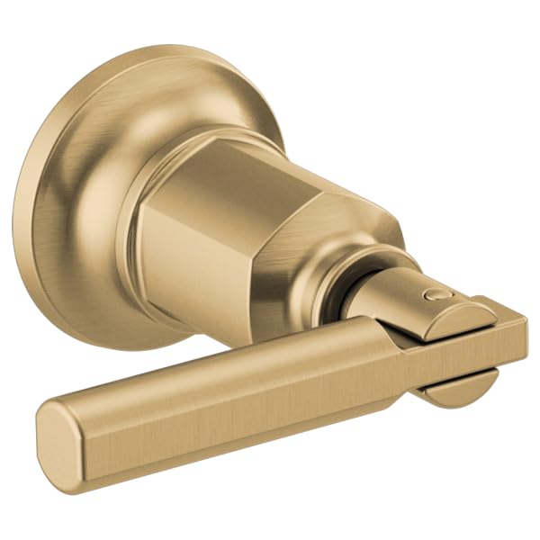 Champagne bronze wall-mounted tub filler valve with single lever handle and round backplate.