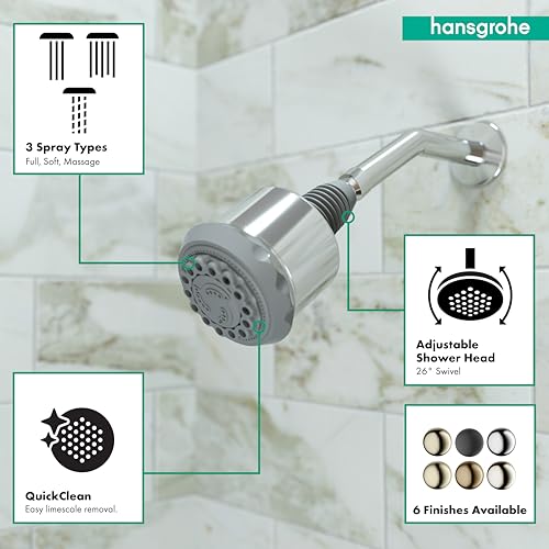 Hansgrohe 28496001 Clubmaster Shower Head 3-Jet, 2.5 GPM in Chrome