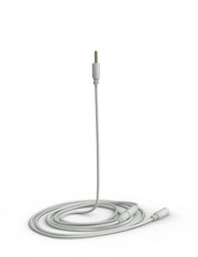 White sensing cable with connector at one end and probe at the other, coiled on white background.