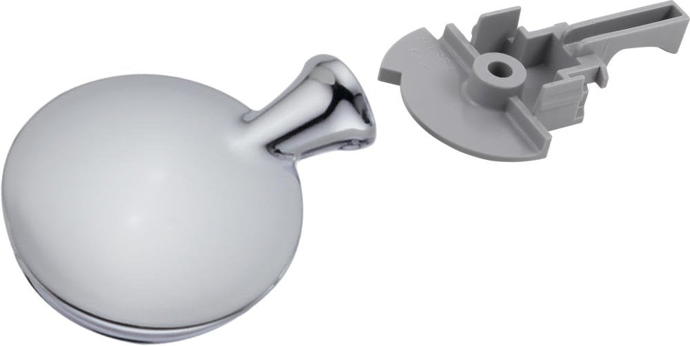 Chrome spherical temperature control knob with metal mounting bracket and hardware.