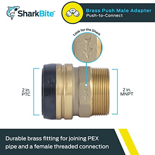 Sharkbite 1/2" x 1/2" MNPT Straight Male Connector in Brass - U120LF