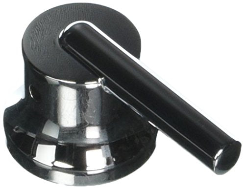 Chrome and black metal lever handle kit with round base plate for Delta faucet installation.