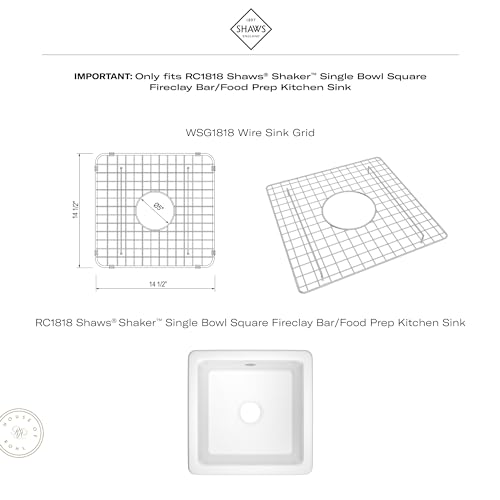 Stainless steel wire sink grid with square shape and rounded corners, featuring small mesh pattern and circular drain opening