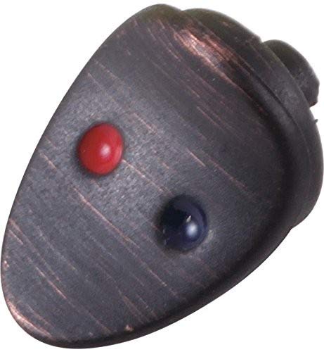 Venetian bronze button with red indicator dot for hot and blue dot for cold water.