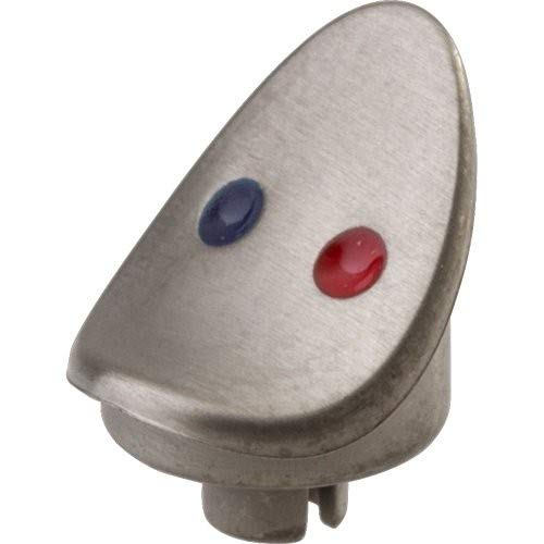 Stainless steel oval button with blue cold indicator and red hot indicator dots.