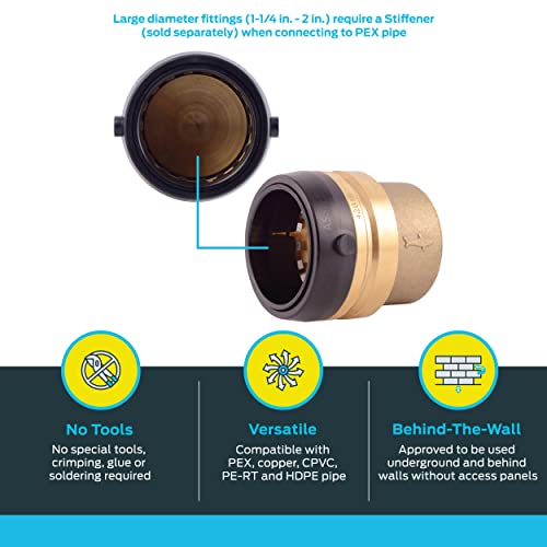 Sharkbite 1-1/2 in. Push-to-Connect End Cap Fitting in Brass - UXL0441
