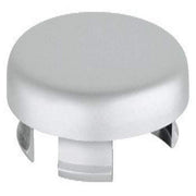 Matte chrome circular cover plate with mounting tabs and central post connection.