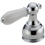 Chrome lever handle set with white porcelain grip and rounded metal base.