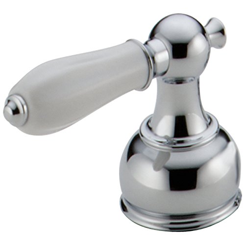 Chrome lever handle set with white porcelain grip and rounded metal base.