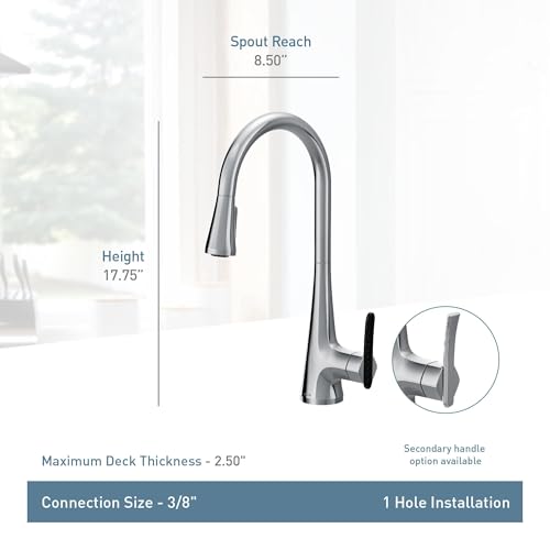 Moen Sinema One Handle High Arc Pulldown Kitchen Faucet featuring Power Boost and Reflex in Matte Black - S7235BL