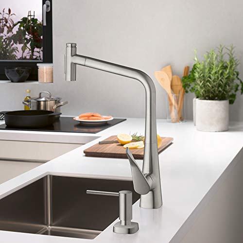 Hansgrohe 73822801 Metris Select Prep Kitchen Faucet, 2-Spray Pull-Out, 1.75 GPM in Steel Optic
