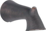 Curved tub spout with brushed bronze finish and tapered cone shape, shown at angle.