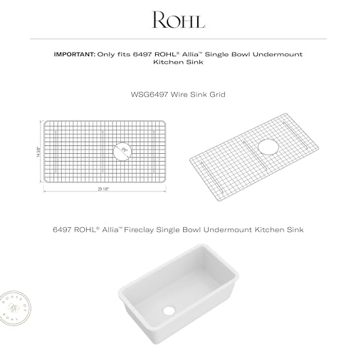 Stainless steel wire grid sink protection mat with small circular drain hole for kitchen sink bottom.