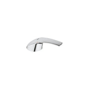 Polished chrome lever handle with curved design and circular mounting base.