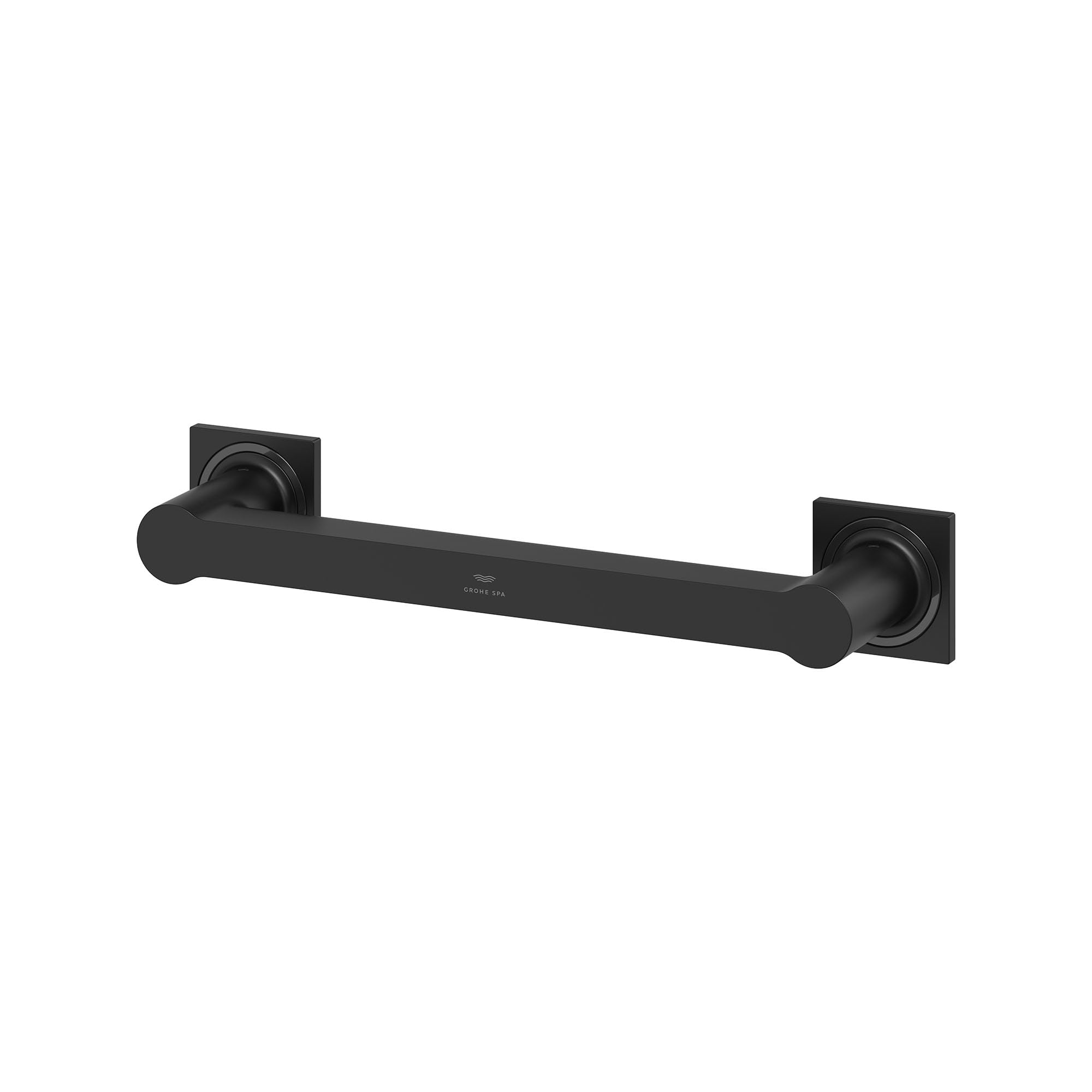 Grohe Allure 12" grab bar with brushed dark finish and square mounting plates on both ends.