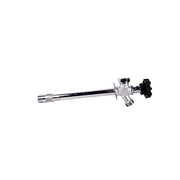Brass frost-free sillcock with 1/2 inch connection and black handle valve on extended shaft.