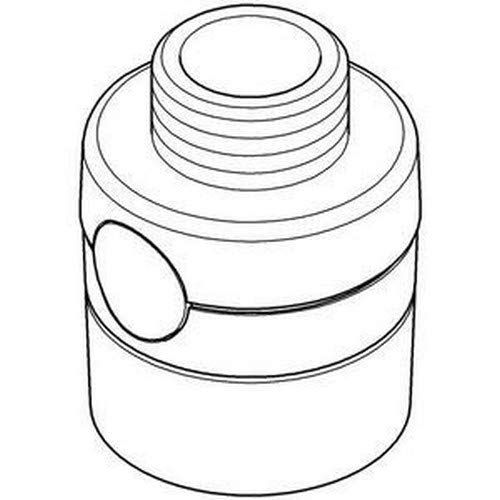 Chrome snap coupling with threaded top connection and release button on cylindrical body.