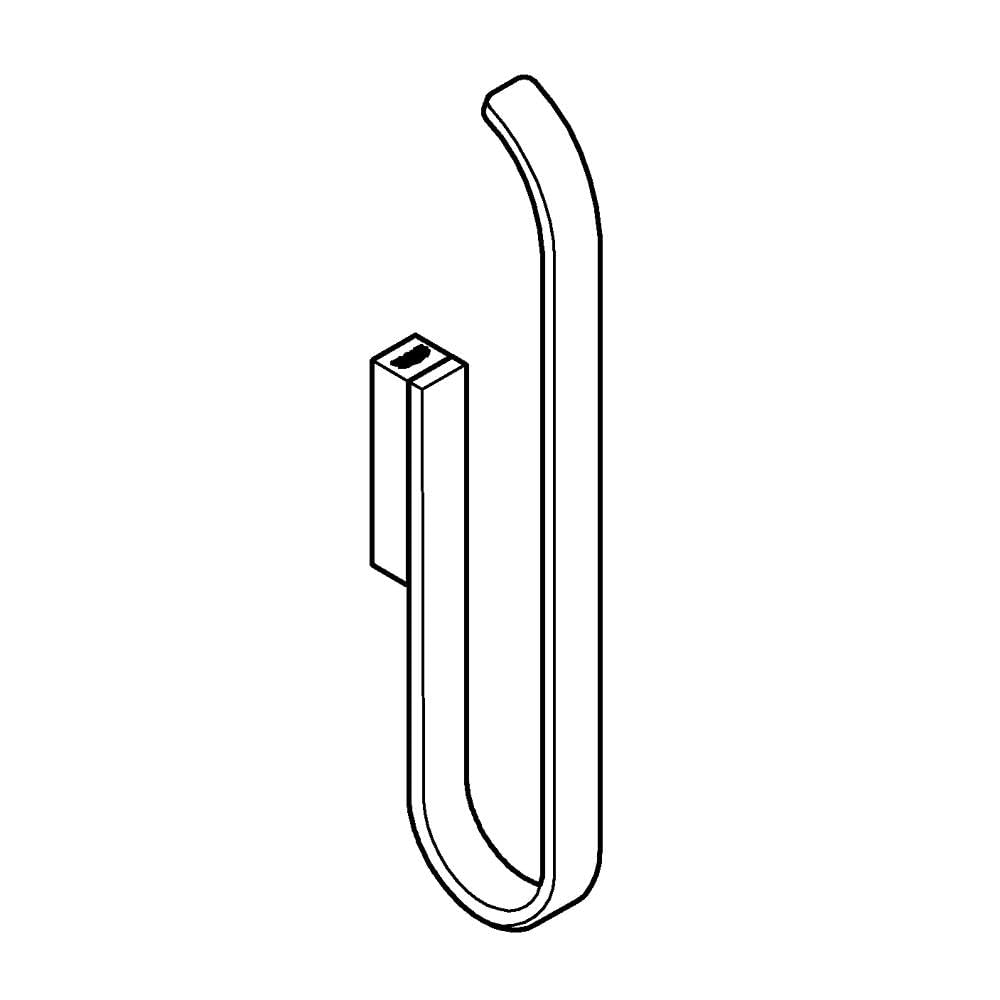 Chrome paper holder with curved rectangular design and mounting bracket.