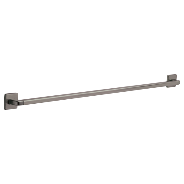 Chrome angular grab bar with square mounting brackets on each end against white background.