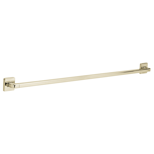 Polished brass angular grab bar with square mounting brackets at each end, 42 inches long.