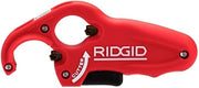 Red RIDGID tubular tailpiece extension cutter with two cutting wheels and adjustable grip handles.