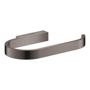 Dark gray curved paper holder with open top and wall-mounted bracket, no cover included.