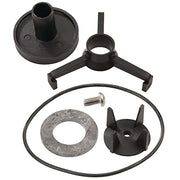 Black plastic and metal check assembly components including disc, spring, retainer, and gasket for 1-1/2 to 2 inch plumbing a