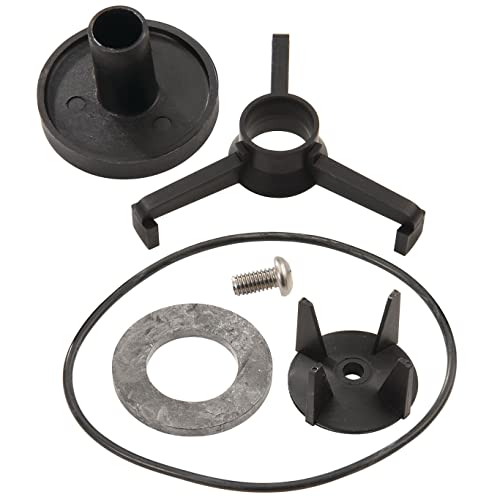 Black plastic and metal check assembly components including disc, spring, retainer, and gasket for 1-1/2 to 2 inch plumbing a